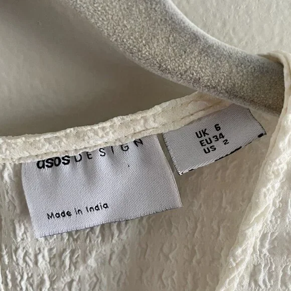 ASOS Women SZ US 2 Ivory Sleeveless Baby Doll Style Pocketed Shorts Romper - Picture 5 of 8